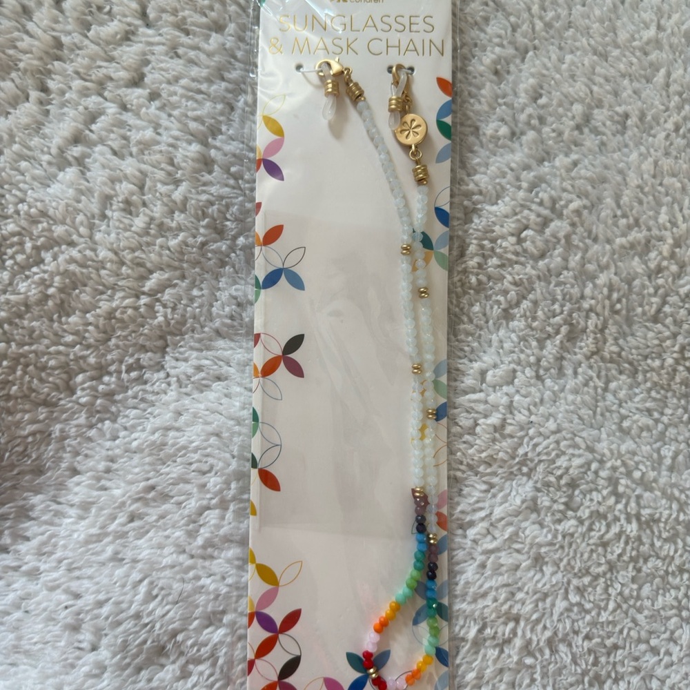 Erin Condren White and Multicolor Beaded Sunglasses & Mask Chain